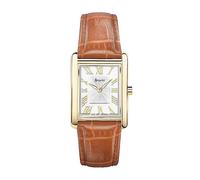 Accurist Ladies Rectangle Tan Leather Strap 26mm Watch Gold