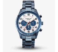 Mens Accurist Chronograph Watch Blue Case & Blue Bracelet with Silver Dial 7409