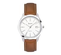Accurist Mens Everyday 40mm Quartz Watch in White with Analogue Display, and Brown Leather Strap 74011