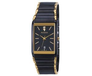 Accurist Mens MB959B Black Ionic Plated Diamond Bracelet Wrist Watch