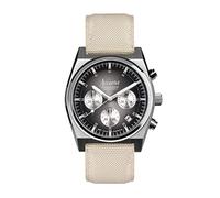 Accurist Origin 41mm Quartz Watch in Black with Chronograph Analogue Display, and Cream Canvas Strap 70004