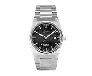 Accurist Origin Mens 41mm Automatic Watch in Black with Analogue Date Display, and Silver Stainless Steel Strap 70020