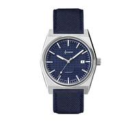 Accurist Origin Mens Analogue Watch 41mm dial Silver Canvas Strap | 100 Metres Water Resistance, date display, Japanese quartz movement