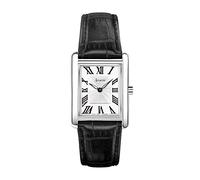 Accurist Rectangle 26mm Quartz Watch in White with Analogue Display, and Black Leather Strap 71001