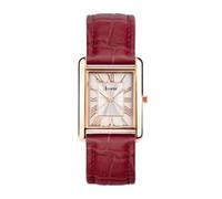Accurist Rectangle 26mm Quartz Watch in White with Analogue Display, and Burgundy Leather Strap 71010