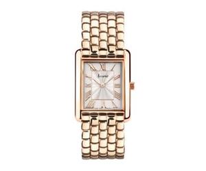 Accurist Rectangle 26mm Quartz Watch in White with Analogue Display, and Rose Gold Stainless Steel Bracelet 71011