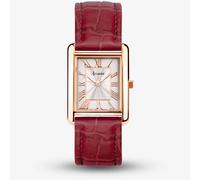 Accurist Rectangle Rose Gold & Burgundy Leather Watch 71010