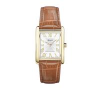 Accurist Rectangle Womens Analogue Watch 26mm dial Gold Leather Strap | 30 Metres Water Resistance, dual-texture dial, ion-plated case