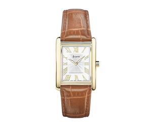 Accurist Rectangle Womens Analogue Watch 26mm dial Gold Leather Strap | 30 Metres Water Resistance, dual-texture dial, ion-plated case