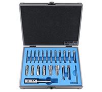 Accusize Industrial Tools 21 Piece Metric H.S.S. Interchangeable Pilot Counterbore Set, Straight Shank, 8.5-16.5 mm, 3620-0122