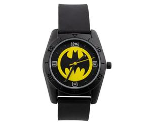 Accutime Batman Yellow Round Emblem Strap Kids Watch