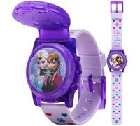Accutime Kids Disney Frozen Digital LCD Quartz Wrist Watch with Strap, Cool Inexpensive Gift & Party Favor for Toddlers, Boys, Girls, Adults All Ages, Flip Open Purple, Digital
