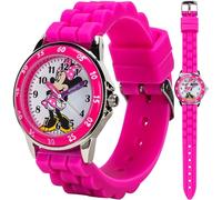 Accutime Kids Disney Mickey Mouse Minnie Mouse Analog Quartz Time Teacher Wrist Watch for Toddlers, Boys & Girls to Learn How to Tell Time, Minnie Pink, Analog Watch