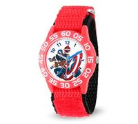 Accutime Kids Marvel Captain America Analog Quartz Plastic Superhero Time Teacher Watch for Boys & Girls to Learn How to Read Time, Red