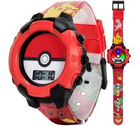 Accutime Kids Pokemon Pokeball Digital LCD Quartz Red Wrist Watch with Red Strap, Cool Inexpensive Gift & Party Favor for Boys, Girls, Adults All Ages (Model: POK4242AZ), Pokeball Red Black, Pokemon