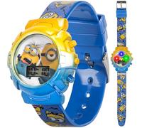 Accutime Minions Kids Watch - Flashing Dial Lights LCD Display Adjustable Comfortable Bracelet Collector Box - Perfect for Boys and Girls, Multicoloured, Minions, multicoloured, Minions