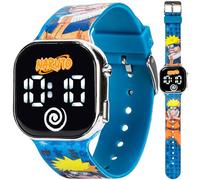 ACCUTIME Naruto Kids Watch - LED Display, Square Case, Adjustable Plastic Strap, Collectible Tin - Perfect for Boys and Girls, Blue, Naruto
