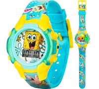 Accutime Nickelodeon Spongebob Squarepants Kids LCD Watch with LED Lights, Colorful Character Strap, Interactive Flashing Display, Supplied in Collector's Tin