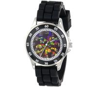 Accutime Ninja Turtles Kids' Analog Watch With Silver-Tone Casing, Black Bezel and Strap - Official TMNT Characters on Dial, Time-Teacher Watch, Safe for Children - Model: TMN9013
