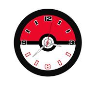 Accutime POK3155-A Pokéball Children's Wall Clock, Round Analogue Clock for Learning Time, Decoration for Children's Room, Battery-Operated Quartz Clock, Pokémon Clock Boys and Girls, Black/Red/White,