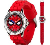 Accutime Spiderman Time Teacher Watch for Kids, Red Silicone Strap, Easy to Read Dial, Water Resistant, with Special Box, Spiderman Time Teacher, Modern