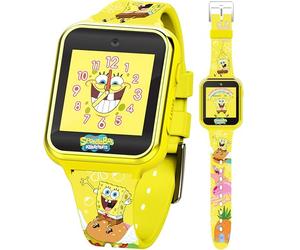 Accutime SpongeBob SquarePants Kids Smart Watch Touchscreen with Camera Games Stopwatch Alarm Fitness Tracker Photo Video Recorder - Fits Wrist Sizes 5.5" to 8", Yellow, 40mm, Smartwatch