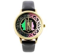 Accutime Wicked Analog Gold-Rimmed Face Watch with Black Straps