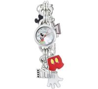 Accutime Disney Mickey Mouse Silver-Tone Charm Bracelet Quartz Watch for Girls & Women of All Ages, Round, Quartz Movement