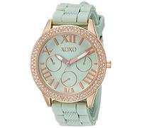 Accutime XOXO Women's XO8089 Gold-Tone Stainless Steel Watch with Mint Green Silicone Band