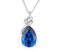 Accver Birthstone Necklace for Women - S925 Sterling Silver Teardrop Shape with Cubic Zirconia and Gemstones Birthday Gift for Her Girlfriend Wife Mom Birthday Anniversary, Large, Sterling Silver