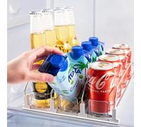 Accwork Automatic Can Dispenser for Fridge, Self-Pushing Fridge Drinks Organizer, Soda Beer Can Organizer Holds up to 12 Cans, 3 Rows, 31x25cm