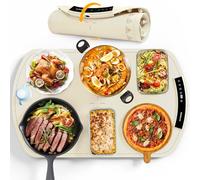 Accwork Electric Food Warmer, Portable Food Warming Tray with 6 Timers, 9 Temperature Settings, Waterproof Silicone Heating Mat for Buffet Party, Home Dinners & Gatherings, 65 x 40 x 1.8cm, Beige