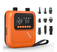 Accwork Electric SUP Pump 20PSI, 12V DC Paddle Board Pump with Dual Stage Inflation & Deflation, Dual LCD Display, 5 Smart Modes & 7 Nozzles for Paddleboard, Kayaks, Tent, Boat