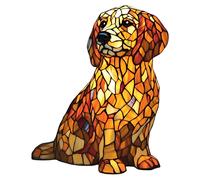 ACDANC Labrador Lamp - Stained Glass Dog Night Light, Resin Tabletop LED Light for Dog Lovers, Compatible with US/EU outlets