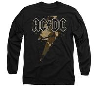 ACDC Camo Bolt Mens Long Sleeve T Shirt, Black, Large