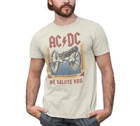 ACDC Heavy Metal Rock Band We Salute You Natural Adult T-Shirt Tee, Natural, Medium
