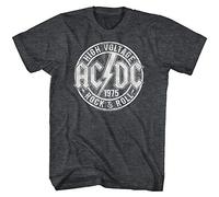 ACDC High Voltage 1975 Rock & Roll Mens Short Sleeve T Shirt Vintage Style Classic Rock Graphic Tees, Black Heather, S