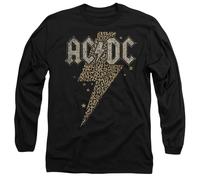 ACDC Leopard Bolt Mens Long Sleeve T Shirt, Black, Medium