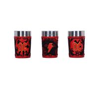 Nemesis Now Officially Licensed AC/DC Logo Shot Glass Set of 3 - 8.7cm Resin Shot Glasses with Stainless Steel Inserts