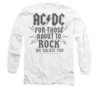 ACDC Salute Unisex Long Sleeve T Shirt, White, Medium