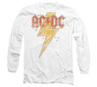 ACDC Sketch Bolt Mens Long Sleeve T Shirt, White, Small