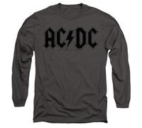 ACDC Worn Logo Mens Long Sleeve T Shirt, Charcoal, Medium