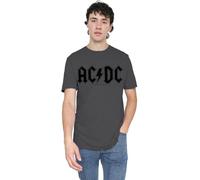 ACDC Worn Logo Unisex T Shirt, Charcoal, Large