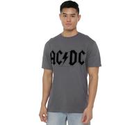 ACDC Worn Logo Unisex T Shirt, Charcoal, Large