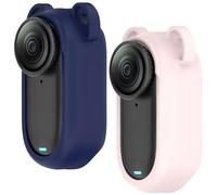 Acddeny Compatible for insta360 GO 3S/GO 3 Headphone Case, [Supports Wireless Charging] [Shockproof Protective Case] Silicone Headphone Case (Blue-Pink)