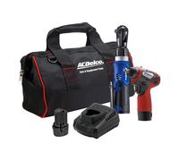 ACDelco ARW1209-K14 G12 Lithium-Ion 12V (10.8V) Electric 3/8” Cordless Ratchet Wrench & 3/8" Impact Wrench Set Power Tool Combo Kit | Tool Set Includes x1 Battery Pack, Charger & Canvas Bag