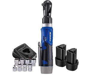 ACDelco ARW1209P-P2S G12 Lithium-Ion 12V (10.8V) Electric 3/8” Cordless Ratchet Wrench Set Power Tool Kit | Tool Set Includes x2 Battery Packs, x1 Charger & Socket Set