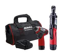 ACDelco ARW12102-K4 G12 Lithium-Ion 12V (10.8V) 1/4” Brushless Electric Cordless Ratchet Wrench & 1/4" Impact Driver Power Tool Combo Kit | Tool Set Includes x2 Battery Packs, x1 Charger & Canvas Bag