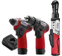 ACDelco G12 Series 3-Tool Cordless Combo 3/8" Brushless Ratchet Wrench + 2-Speed Drill/Driver+ Impact Driver, 2-battery, ARW12103-K11
