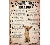 ACDOET Aluminum Metal Signs Vintage A Chihuahua's House Rules For Lovers For Bars Club Restaurants Cafes Pubs Vintage Wall Decor Decorative 8x12 Inch
